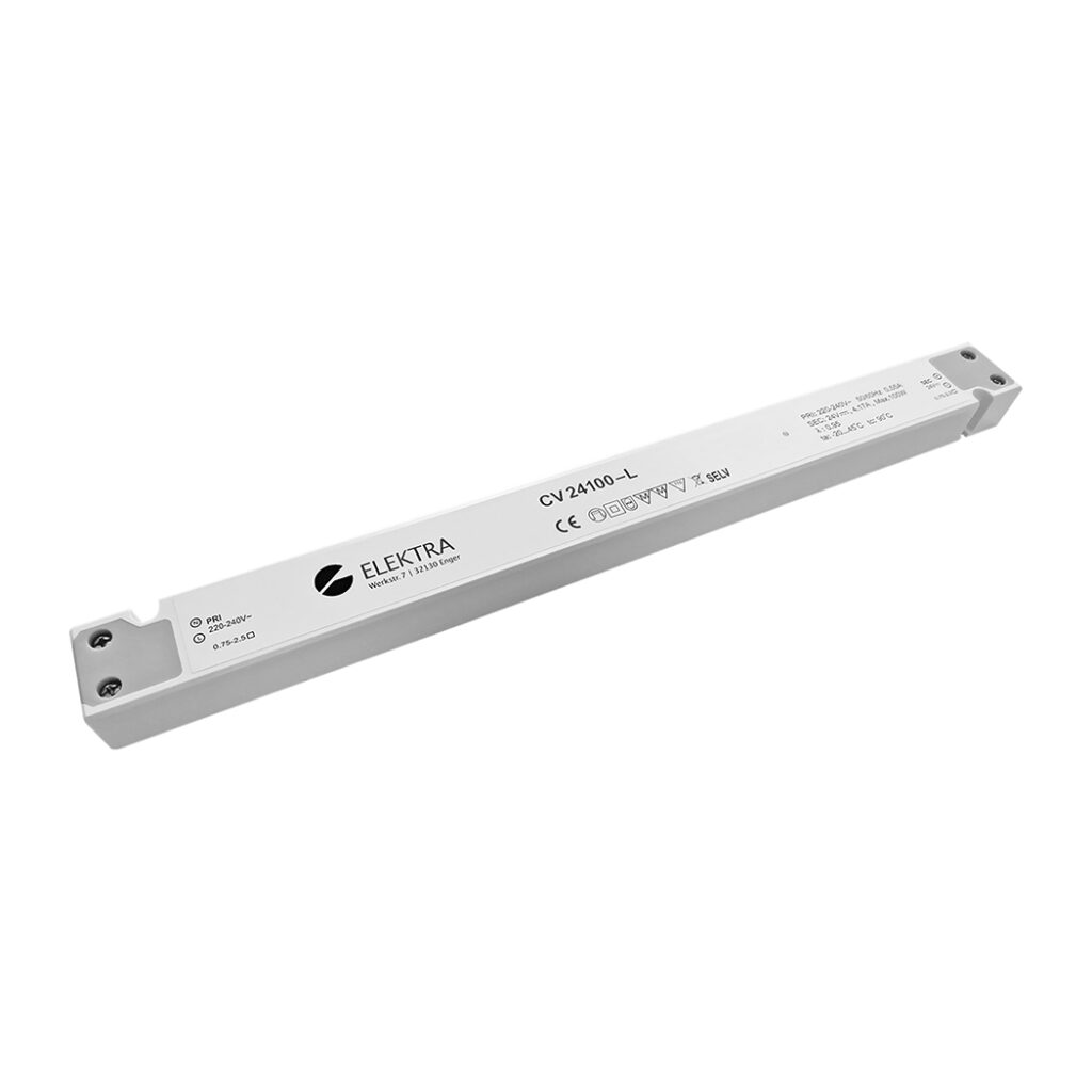 Der CV24100-L-Frei von ELEKTRA ist ein eleganter LED-Treiber, der effiziente Beleuchtungslösungen für moderne Räume bietet.