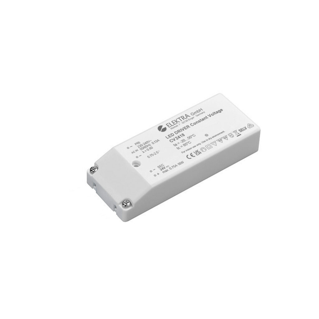 Der LED-Treiber CV2418-Frei von ELEKTRA sorgt für zuverlässige Stromversorgung in modernen Lichtsystemen.