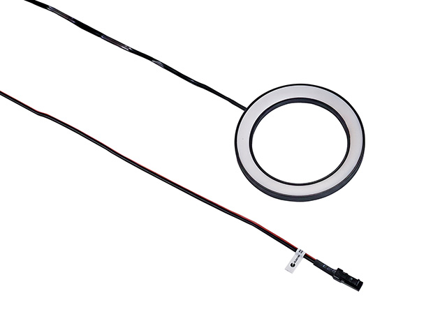 A flexible LED lighting element with a circular design and a connection cable for creative lighting solutions